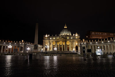Illuminated buildings at night