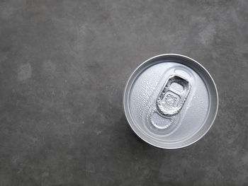 High angle view of beer glass on table