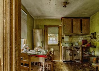 Kitchen inside an abandoned house