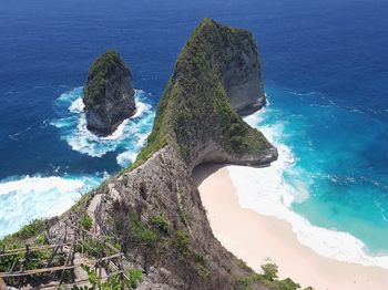 High angle view of cliff at beach