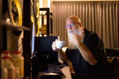 Man drinking coffee cup