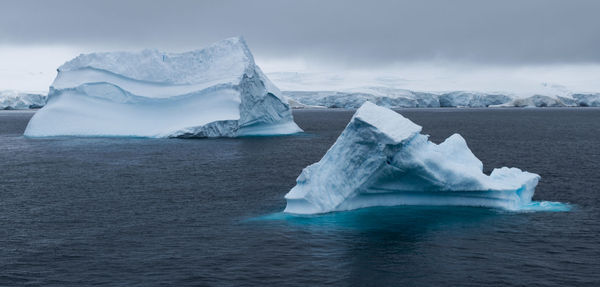 Scenic view of frozen sea against sky. antarctica