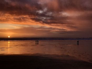 Scenic view of beach against sky during sunset