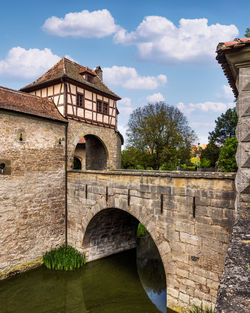 Idyllic and charming  view of the city wall in rothenburg ob der tauber, bavaria, germany