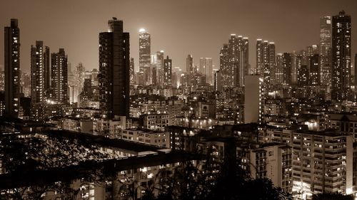 Illuminated cityscape at night