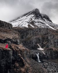 Scenic view of snowcapped mountain against sky