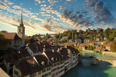 High angle view of townscape against sky