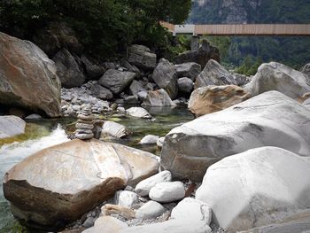 Scenic view of river amidst rock formation