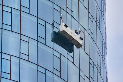 Low angle view of modern building against sky