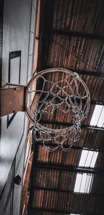 Low angle view of basketball hoop against building