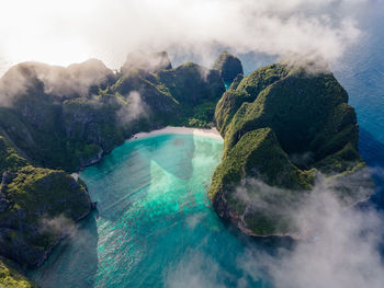 Panoramic view of sea against cloudy sky