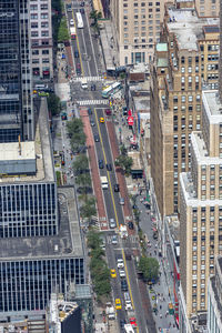 High angle view of traffic on city street