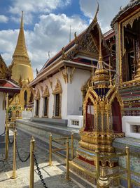 Exterior of temple building against sky