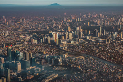 High angle view of buildings in city