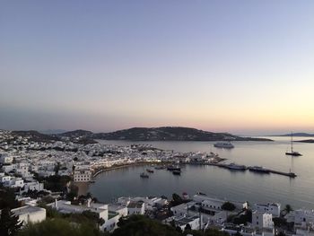 View of cityscape at sunset