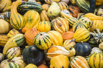 Full frame shot of pumpkins at market