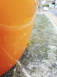 Close-up of orange slice on table