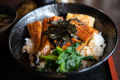 High angle view of food in plate