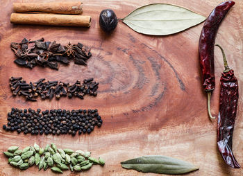 High angle view of vegetables on table
