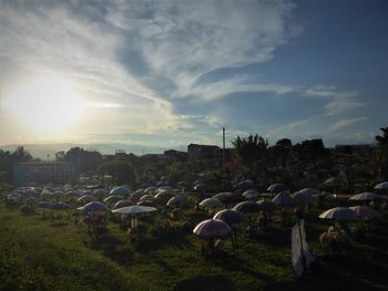 Park against sky during sunset