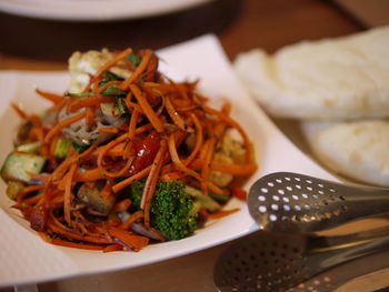 Close-up of seafood served in plate