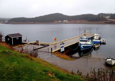 View of boats in lake