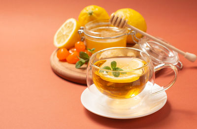 Close-up of tea on table