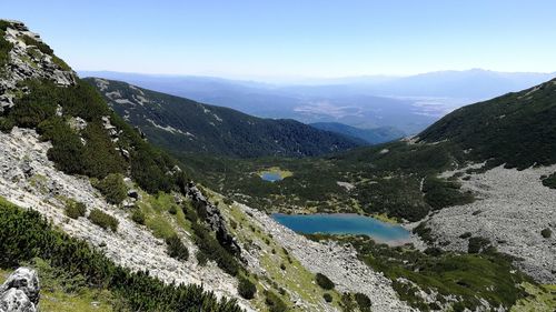 High angle view of mountain range against sky