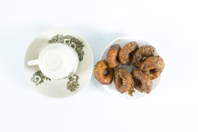 Close-up of food over white background