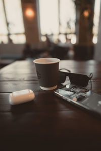 Close-up of coffee on table