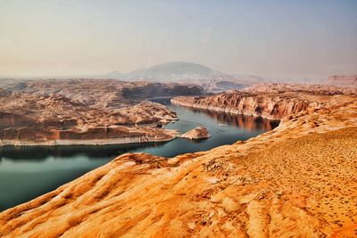 Scenic view of lake against sky