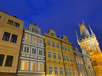 Low angle view of building against blue sky