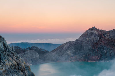 Volcanic mountain during sunset