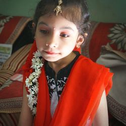 Close-up of thoughtful girl looking away