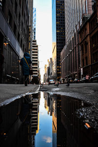 Reflection of buildings in city