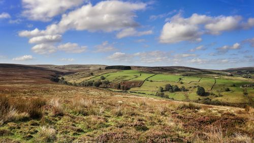 Brontë country. scenic view of landscape against sky