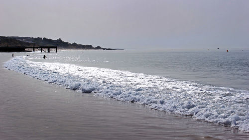 Scenic view of sea against clear sky