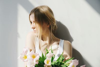 Beautiful woman looking away