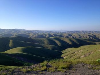 High angle view of landscape against clear sky