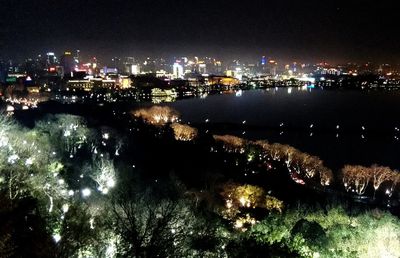 View of illuminated cityscape at night