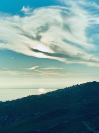 Scenic view of landscape against sky during sunset