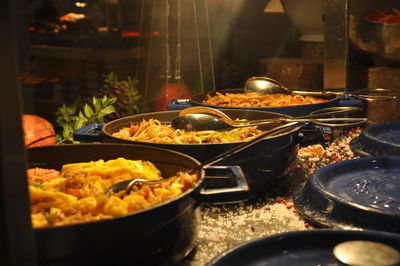 Close-up of food on barbecue grill