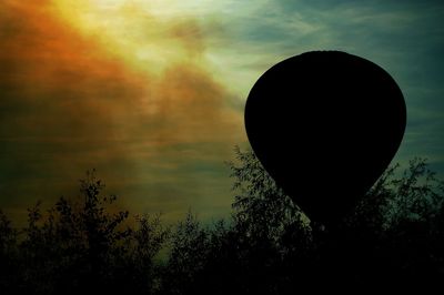 Low angle view of silhouette trees against sky