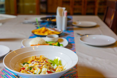 Close-up of food on table