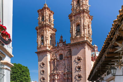 Low angle view of temple building against sky