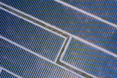 Aerial view of solar panels from drone camera in thailand