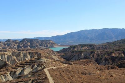 Scenic view of dramatic landscape against sky