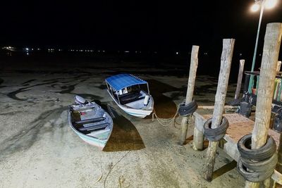 Deck chairs at night