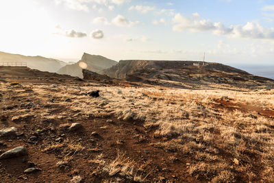 Scenic view of land against sky