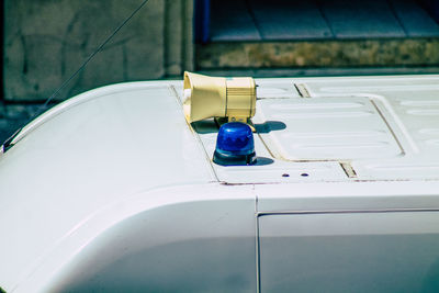 High angle view of ambulance on road